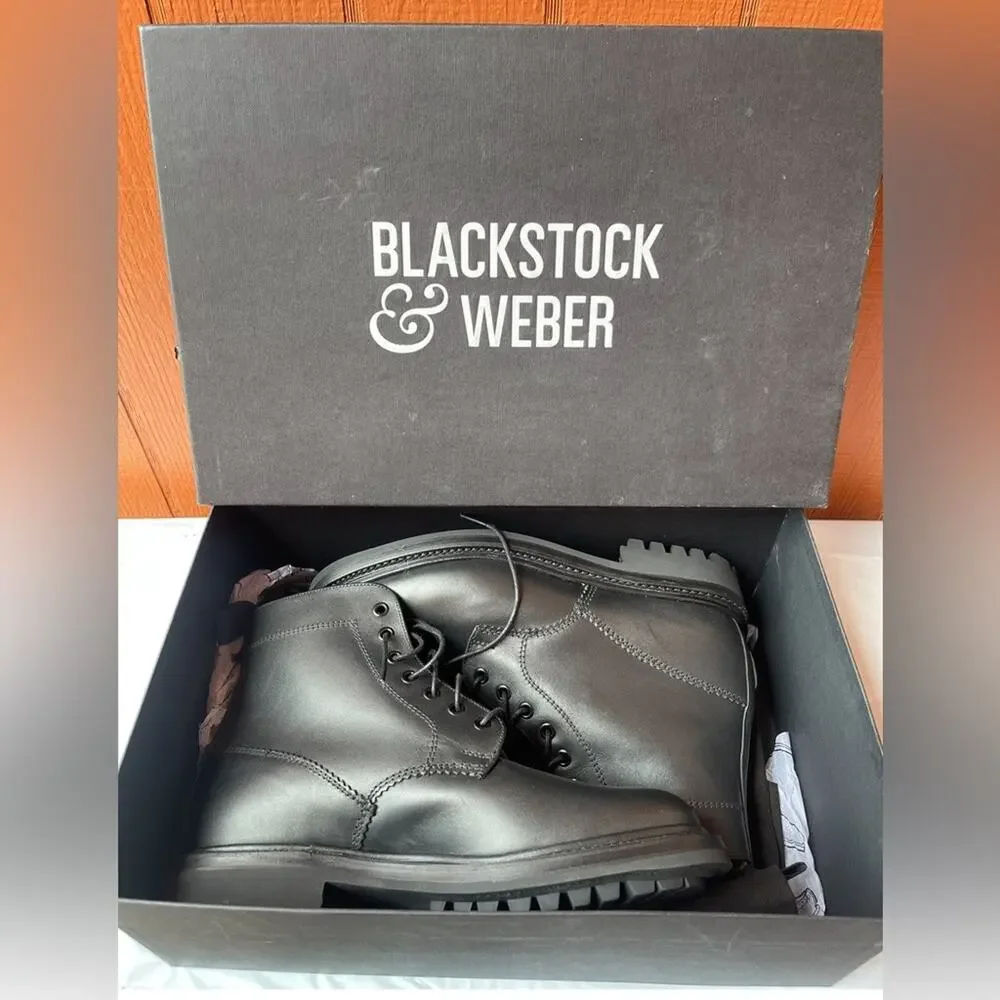 Blackstock & Weber Boots Men's Black Leather Commando Sole US:7:5 /UK:6.7 NEW